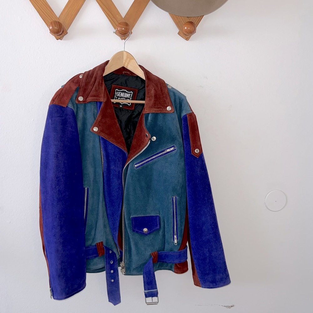 Genuine leather suede jacket womens